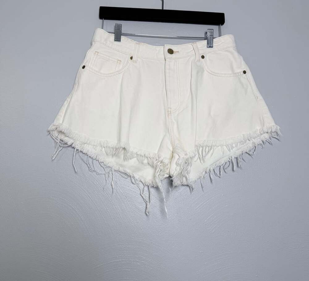 Divided By H&M Denim Shorts Size 10 White Raw Hem Cotton Cutoffs